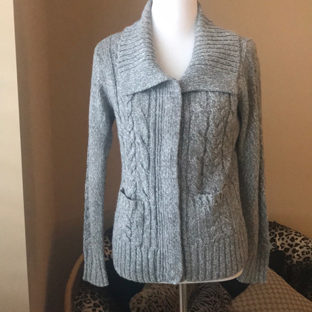 Gray Cable Sweater Jacket